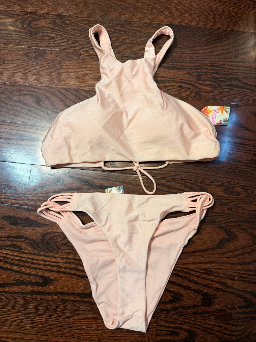 Ardene Light Pink Swim Top with High Neck Size M